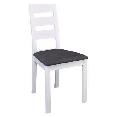 ΣΕΤ MILLER Καρέκλα Οξιά Άσπρο, Ύφασμα Γκρι 45x52x97cm/Ε782,2