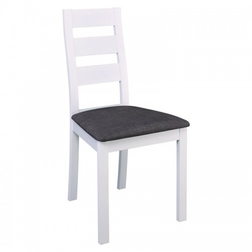 MILLER Καρέκλα Οξυά Άσπρο, Ύφασμα Γκρι 45x52x97cm/Ε782,2 Τραπεζαρία