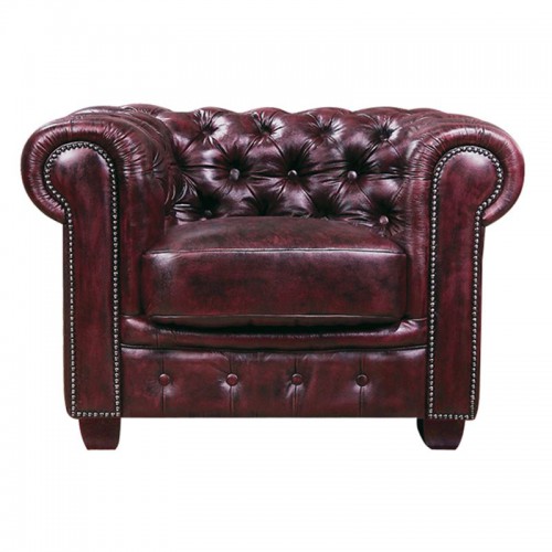CHESTERFIELD 689 Πολυθρόνα Σαλονιού - Καθιστικού, Δέρμα, Απόχρωση Antique Red 103x92x72cm/Ε9574,14 Σαλόνι