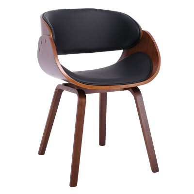 JOY-W Πολυθρόνα Τραπεζαρίας Καρυδί, Pu Μαύρο 57x55x80cm/Ε7512,1W