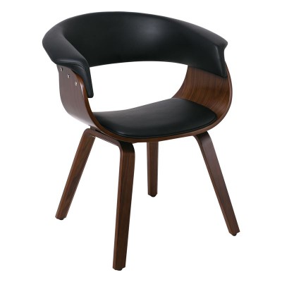 HERMAN Πολυθρόνα Καρυδί - Pu Μαύρο 68x56x77cm/Ε7514,1