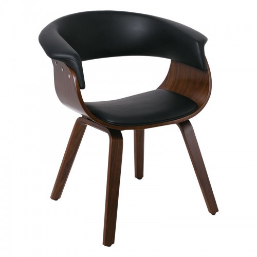 HERMAN Πολυθρόνα Καρυδί - Pu Μαύρο 68x56x77cm/Ε7514,1 Σαλόνι