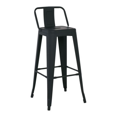 RELIX Σκαμπό Bar με Πλάτη, Μέταλλο Βαφή Μαύρο Matte 44x44x76/97cm/Ε5199,1ΜW