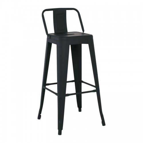 RELIX Σκαμπό BAR με Πλάτη, Μέταλλο Βαφή Μαύρο Εxtra Matte 44x44x76/96cm/Ε5199,1ΜW Εξωτερικού Χώρου