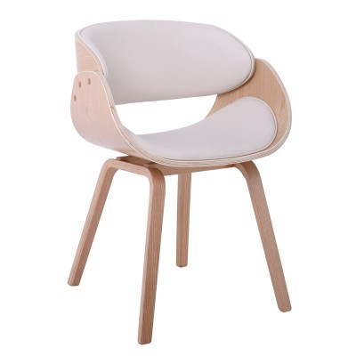 JOY-W Πολυθρόνα Τραπεζαρίας Φυσικό, Pu Άσπρο 57x55x80cm/Ε7512,2W