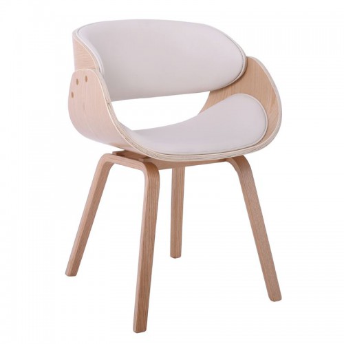 JOY-W Πολυθρόνα Τραπεζαρίας Φυσικό, Pu Άσπρο 57x55x80cm/Ε7512,2W Σαλόνι