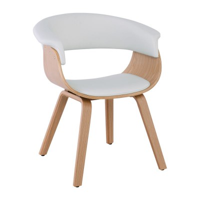 HERMAN Πολυθρόνα Φυσικό - Pu Άσπρο 68x56x77cm/Ε7514,2