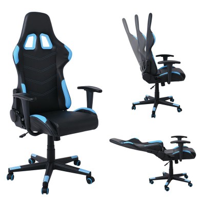 BF9150 Gaming Πολυθρόνα Γραφείου, Ανάκλιση Πλάτης έως 90°, Pu Μαύρο - Μπλε 67x69x124/134cm/ΕΟ541,2