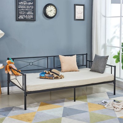 QUEEN Daybed Κρεβάτι Μέταλλο Βαφή Μαύρο 196x95x75cm για Στρώμα 90x190/Ε8019,1