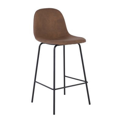 ΣΕΤ CELINA Σκαμπό BAR με Πλάτη, Κάθισμα Η.67cm, Μέταλλο Βαφή Μαύρο, Ύφασμα Suede Καφέ 47x48x67/95cm/ΕΜ902,9