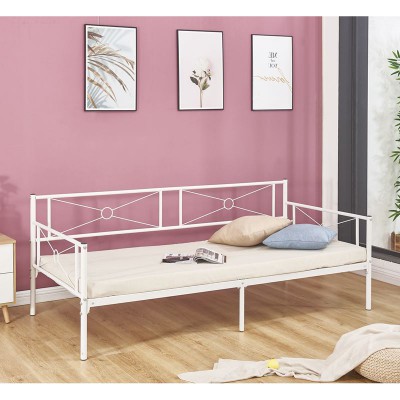 QUEEN Daybed Κρεβάτι Μέταλλο Βαφή Άσπρο 196x95x75cm για Στρώμα 90x190/Ε8019,2