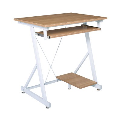 UNIT Γραφείο Η/Υ Μέταλλο Βαφή Άσπρο, Melamine Απόχρωση Sonoma 70x55x75cm/ΕΟ435