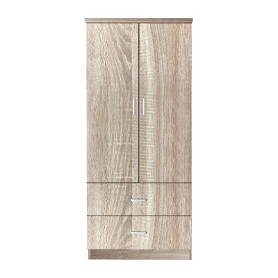 CLOSET Ντουλάπα Δίφυλλη, Ράφι, Θέσεις για Κρεμάστρες, 2 Συρτάρια, Απόχρωση Sonoma 80x50x180cm/Ε8384,2 CLOSET Ντουλάπα Δίφυλλη, Ράφι, Θέσεις για Κρεμάστρες, 2 Συρτάρια, Απόχρωση Sonoma 80x50x180cm/Ε8384,2
