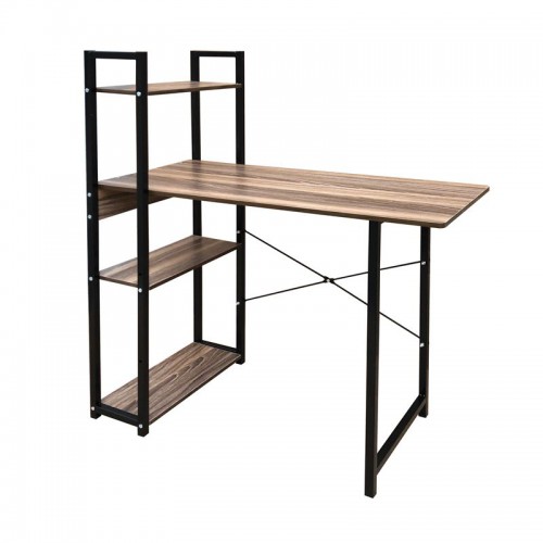 ΓΡΑΦΕΙΟ Η/Υ 4 Ράφια Μέταλλο Βαφή Μαύρο - Melamine Απόχρωση Καρυδί 90x40x73/110cm/ΕΟ401,1 Έπιπλα Γραφείου