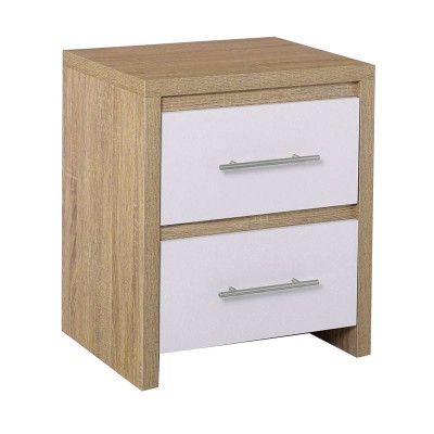 KENNEL Κομοδίνο 2 Συρτάρια, Απόχρωση Sonoma Άσπρο 47x39x57cm/Ε765,1