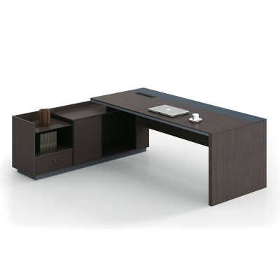 ADVANCE Γραφείο Αριστερή Γωνία Σκούρο Καρυδί - Sky Grey 180x80/160x40 (H.75)cm/ΕΟ819,L