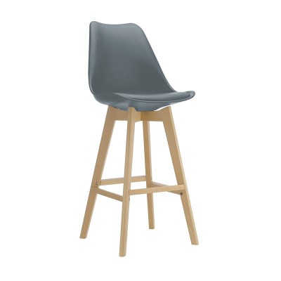 ΣΕΤ MARTIN Σκαμπό BAR Οξιά Φυσικό, Κάθισμα Η.67cm, PP-Pu Γκρι, Μονταρισμένη Ταπετσαρία 49x54x67/106cm/ΕΜ147,41
