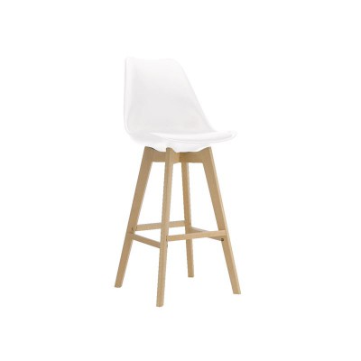 ΣΕΤ MARTIN Σκαμπό BAR Οξιά Φυσικό, Κάθισμα Η.67cm, PP-Pu Άσπρο, Μονταρισμένη Ταπετσαρία 49x54x67/106cm/ΕΜ147,11