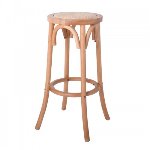 VIENNA Σκαμπό BAR, Ξύλο Οξυά Απόχρωση Φυσικό, Κάθισμα Ψάθα 36x36x71cm/Ε7023,3 Τραπεζαρία