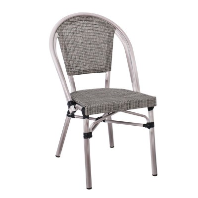 COSTA Καρέκλα Dining Αλουμινίου, Απόχρωση Antique Grey -Textilene Μπεζ 50x55x85cm/Ε288,1