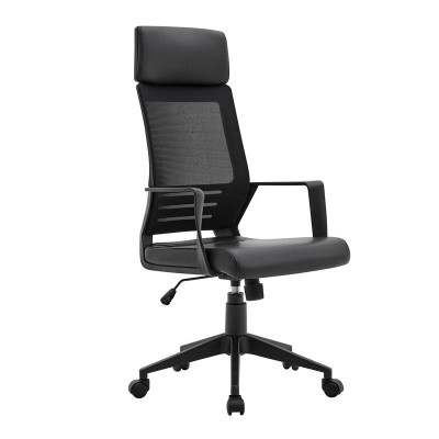 BF2500 Πολυθρόνα Γραφείου Διευθυντή Mesh Μαύρο - Pu Μαύρο 58x62x116/126cm/ΕΟ607,1