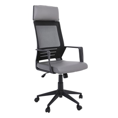 BF2500 Πολυθρόνα Γραφείου Διευθυντή Mesh Μαύρο - Pu Γκρι 58x62x116/126cm/ΕΟ607,2