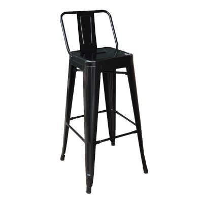 RELIX Σκαμπό Bar με Πλάτη, Μέταλλο Βαφή Μαύρο 44x44x76/97cm/Ε5199,1W