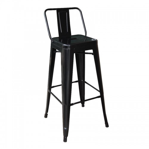 RELIX Σκαμπό BAR με Πλάτη, Μέταλλο Βαφή Μαύρο 44x44x76/96cm/Ε5199,1W Εξωτερικού Χώρου
