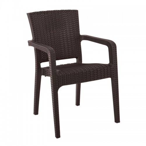 LORA Πολυθρόνα Κήπου Στοιβαζόμενη, PP (Rattan Look) Απόχρωση Καφέ Σκούρο 57x57x87cm/Ε303,4 LORA Πολυθρόνα Κήπου Στοιβαζόμενη, PP (Rattan Look) Απόχρωση Καφέ Σκούρο 57x57x87cm/Ε303,4