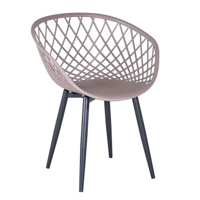 REX Πολυθρόνα-Pro Μέταλλο Βαφή Μαύρο, PP-UV Sand Beige 62x56x80cm/Ε373,3W