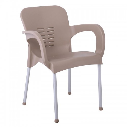 LARA-II Πολυθρόνα Dining Στοιβαζόμενη, ALU Silver, PP Tortora 60x59x81cm/Ε306,91 Εξωτερικού Χώρου