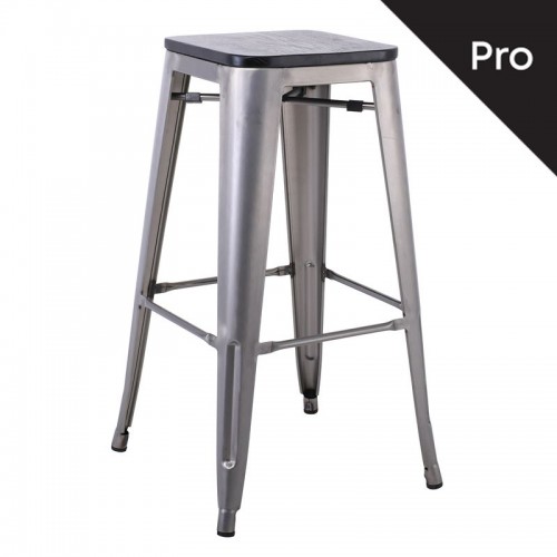 RELIX Wood Σκαμπό Bar-Pro, Απόχρωση Metal με Διακοσμητική Σκουριά, Απόχρωση Ξύλου Μαύρο 43x43 H.76cm/Ε5190W,6Β Σκαμπώ