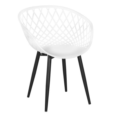 REX Πολυθρόνα-Pro Μέταλλo Βαφή Μαύρο, PP-UV Άσπρο 62x56x80cm/Ε373,1W