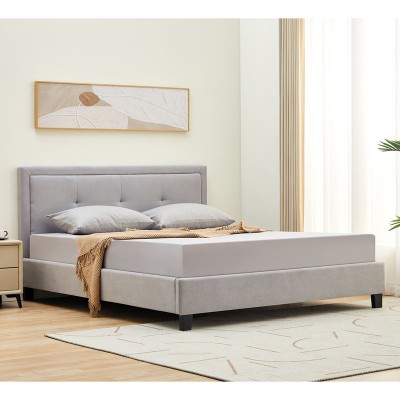 BECO Κρεβάτι Διπλό για Στρώμα 150x200cm, Ύφασμα Ανοιχτό Γκρι 160x216x100cm/Ε8115,1 BECO Κρεβάτι Διπλό για Στρώμα 150x200cm, Ύφασμα Ανοιχτό Γκρι 160x216x100cm/Ε8115,1