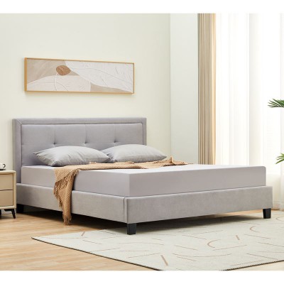 BECO Κρεβάτι Διπλό για Στρώμα 160x200cm, Ύφασμα Ανοιχτό Γκρι 170x216x100cm/Ε8114,1 BECO Κρεβάτι Διπλό για Στρώμα 160x200cm, Ύφασμα Ανοιχτό Γκρι 170x216x100cm/Ε8114,1