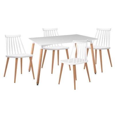 LAVIDA-ART Τραπεζαρία: Τραπέζι 120x80 Οξιά/MDF + 4 Καρέκλες Μέταλλο Βαφή Φυσικό PP Άσπρο Table:120x80x73 Chair:43x48x77/ΕΜ139,1S LAVIDA-ART Τραπεζαρία: Τραπέζι 120x80 Οξιά/MDF + 4 Καρέκλες Μέταλλο Βαφή Φυσικό PP Άσπρο Table:120x80x73 Chair:43x48x77/ΕΜ139,1S