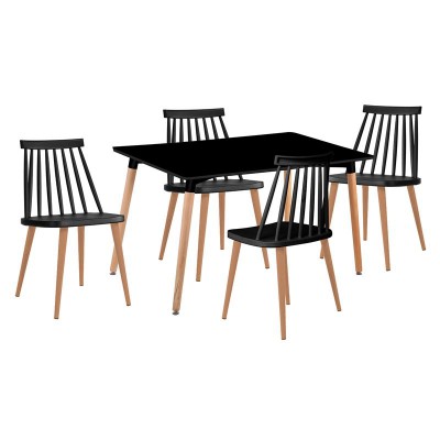 LAVIDA-ART Τραπεζαρία: Τραπέζι 120x80 Οξιά/MDF + 4 Καρέκλες Μέταλλο Βαφή Φυσικό PP Μαύρο Table:120x80x73 Chair:43x48x77/ΕΜ139,2S LAVIDA-ART Τραπεζαρία: Τραπέζι 120x80 Οξιά/MDF + 4 Καρέκλες Μέταλλο Βαφή Φυσικό PP Μαύρο Table:120x80x73 Chair:43x48x77/ΕΜ139,2S