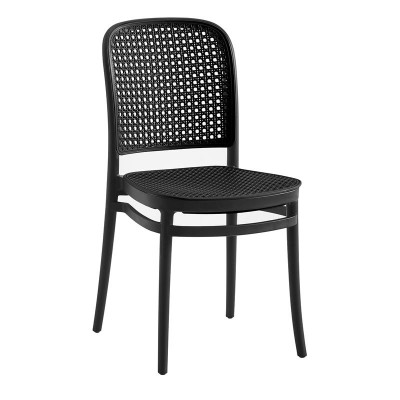 FLORENCE Καρέκλα PP Μαύρο, PP Rattan Μαύρο, Στοιβαζόμενη 41x41x83cm/Ε387,3