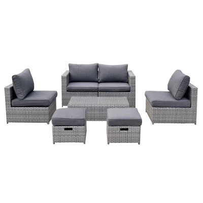 BALI Set Μέταλλο - Wicker: Τραπέζι+ 2θ Καναπέ+ 2 Σκαμπό+ 2 καθίσματα, Απόχρωση Γκρι Table:100x50x30cm Set 6 Seats/Ε6625,1 BALI Set Μέταλλο - Wicker: Τραπέζι+ 2θ Καναπέ+ 2 Σκαμπό+ 2 καθίσματα, Απόχρωση Γκρι Table:100x50x30cm Set 6 Seats/Ε6625,1