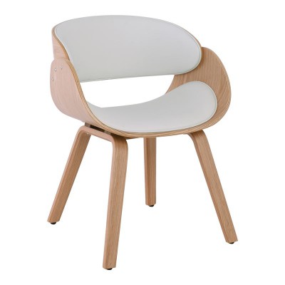 JOY Πολυθρόνα-Pro Τραπεζαρίας, Φυσικό, Pu Άσπρο 58x53x75cm/Ε7512,20