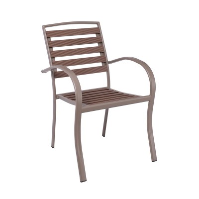 SERRANO Πολυθρόνα Κήπου Μέταλλο Βαφή Sand Beige, Polywood Καρυδί, Στοιβαζόμενη 56x64x88cm/Ε6892,1 SERRANO Πολυθρόνα Κήπου Μέταλλο Βαφή Sand Beige, Polywood Καρυδί, Στοιβαζόμενη 56x64x88cm/Ε6892,1