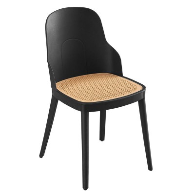 MELINA Καρέκλα PP Μαύρο, PP Rattan Μπεζ 45x50x79cm/Ε3861,1