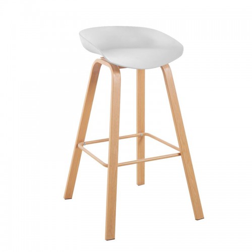 PENT Σκαμπό Bar, Μέταλλο Βαφή Φυσικό, PP Άσπρο 42x52x74cm/ΕΜ1531,1 Τραπεζαρία