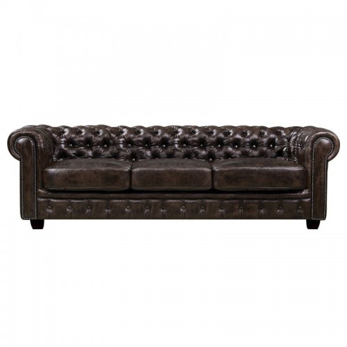 CHESTERFIELD Birmingham Καναπές 4Θέσιος Σαλονιού Καθιστικού, Δέρμα Καφέ 241x92x74cm/Ε9574,4 Εξωτερικού Χώρου