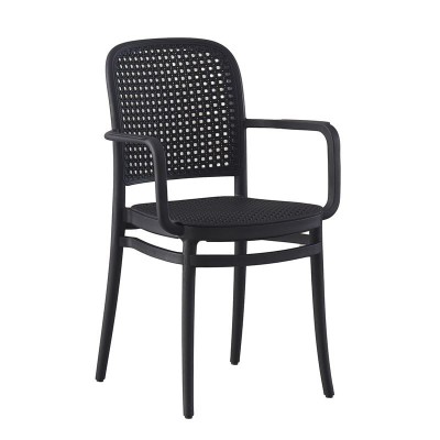 FLORENCE Πολυθρόνα PP Μαύρο, PP Rattan Μαύρο, Στοιβαζόμενη 54x54x84cm/Ε387,30