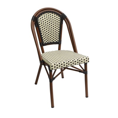 PARIS Καρέκλα Bistro Αλουμίνιο Καρυδί, Wicker Μπεζ - Καφέ, Στοιβαζόμενη 46x54x88cm/Ε291,6