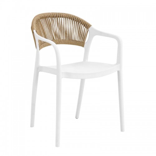 DONNA Πολυθρόνα Στοιβαζόμενη, PP-UV Άσπρο, Rope Wicker Φυσικό 56x54x81cm/Ε3150,1 Εξωτερικού Χώρου DONNA Πολυθρόνα Στοιβαζόμενη, PP-UV Άσπρο, Rope Wicker Φυσικό 56x54x81cm/Ε3150,1 Εξωτερικού Χώρου