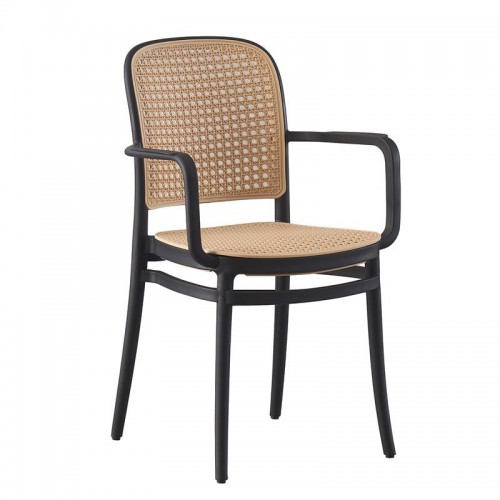 FLORENCE Πολυθρόνα PP Μαύρο, PP Rattan Μπεζ, Στοιβαζόμενη 54x54x84cm/Ε387,20 Εξωτερικού Χώρου FLORENCE Πολυθρόνα PP Μαύρο, PP Rattan Μπεζ, Στοιβαζόμενη 54x54x84cm/Ε387,20 Εξωτερικού Χώρου