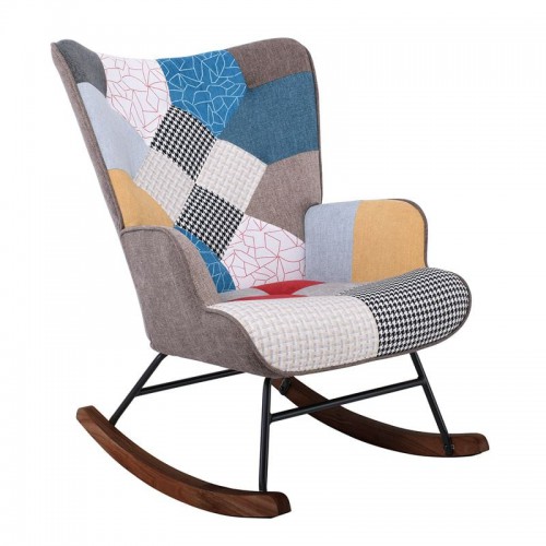 ALMA Rocking Πολυθρόνα Μπερζέρα Καθιστικού, Ύφασμα Patchwork, Βάση Μαύρο-Καρυδί 67x86x92cm/Ε7143,4Κ Σαλόνι ALMA Rocking Πολυθρόνα Μπερζέρα Καθιστικού, Ύφασμα Patchwork, Βάση Μαύρο-Καρυδί 67x86x92cm/Ε7143,4Κ Σαλόνι