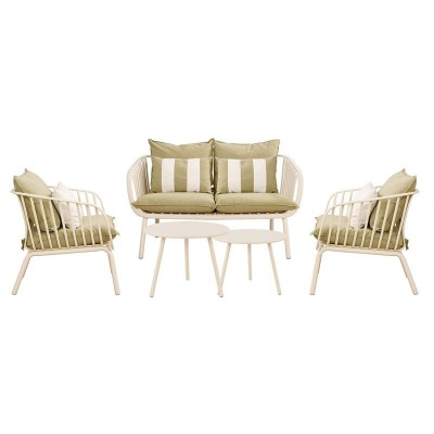 ASTRID Set Σαλόνι Κήπου 5τεμ, PP & Μέταλλο Cream, Μαξιλάρια Sandy Green 2 Πολυθρ+1 Καναπ+2 Τραπεζάκια/Ε322,S ASTRID Set Σαλόνι Κήπου 5τεμ, PP & Μέταλλο Cream, Μαξιλάρια Sandy Green 2 Πολυθρ+1 Καναπ+2 Τραπεζάκια/Ε322,S